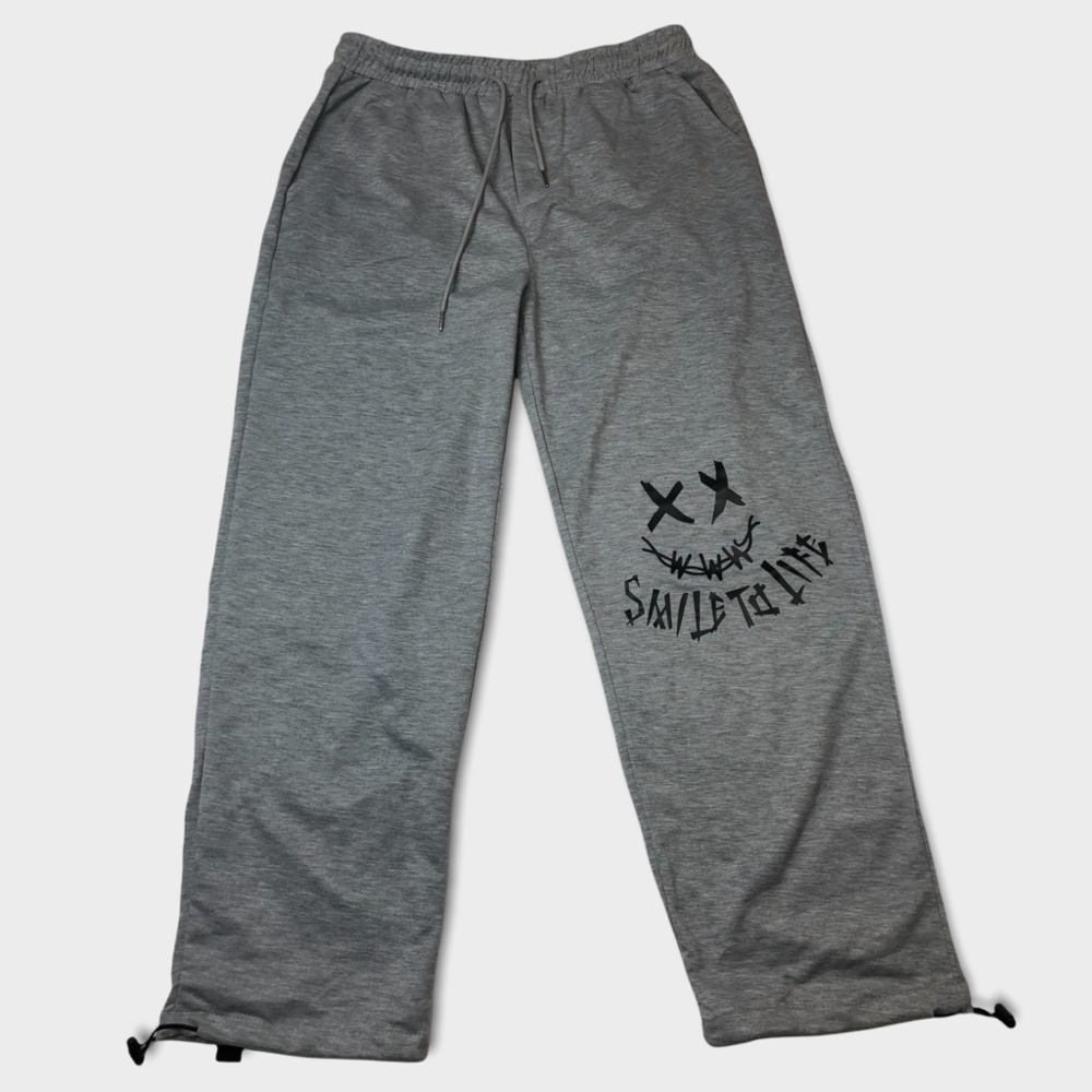 Gray Relax Fit Drawstring Graphic Sweatpants Men’s Size Medium